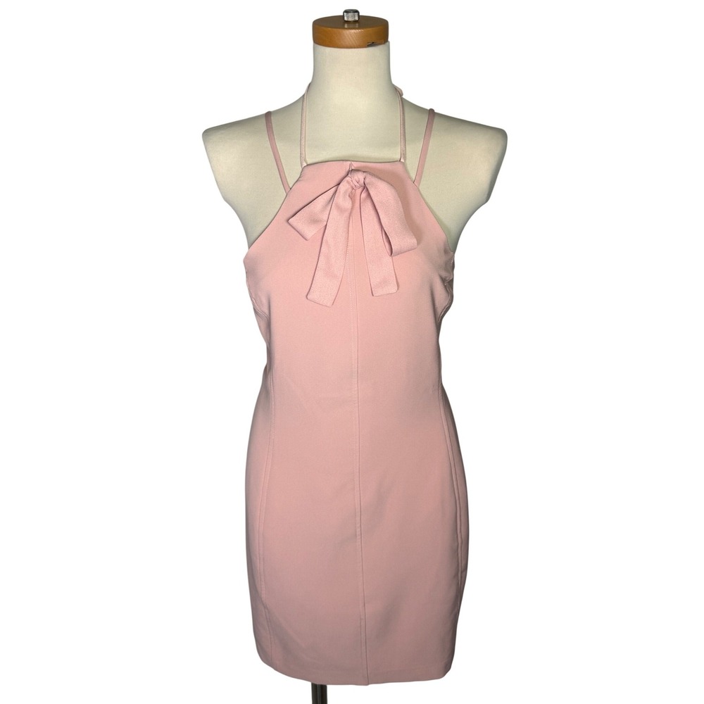 NWT Endless Rose Pink Halter Bow Mini Dress Sleeveless Sheath Cocktail